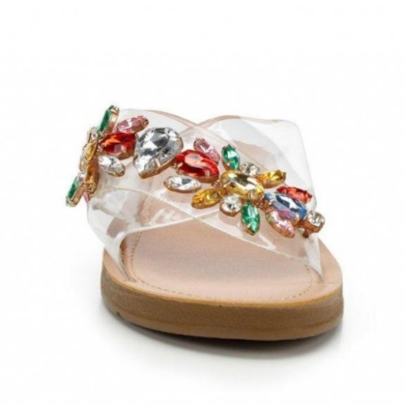 👣🩷🐰Y•NOT? 🐰🩷 Being Flat Rhinestone Sandals - Picture 4 of 16